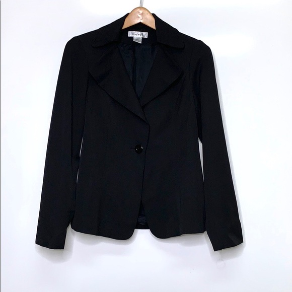 NINE WEST Black One Button Classic Blazer Jacket
